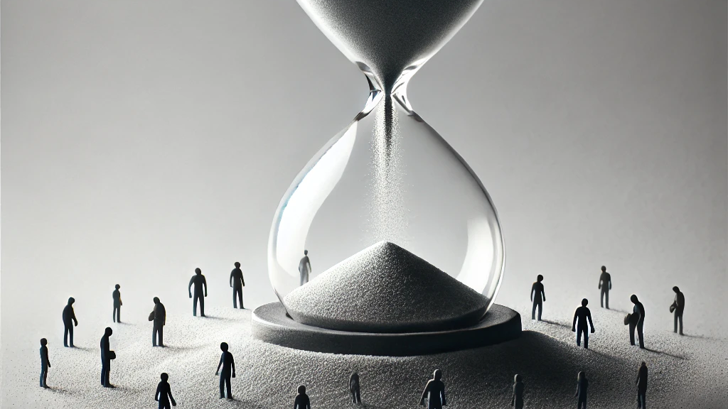 Hourglass with figures illustration